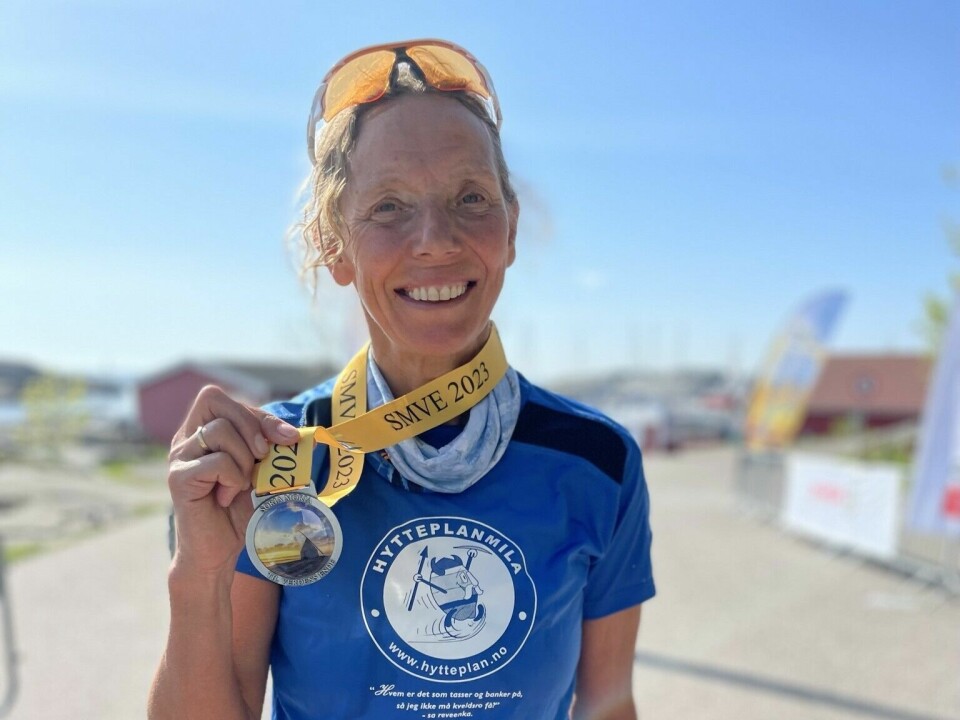 146 løpere deltok på Soria Moria til Verdens Ende i flott maivær IMG_4364 Sidsel Mohn medalje.jpg