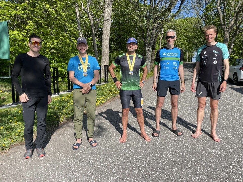 146 løpere deltok på Soria Moria til Verdens Ende i flott maivær IMG_4376 Raskeste herrene.JPEG