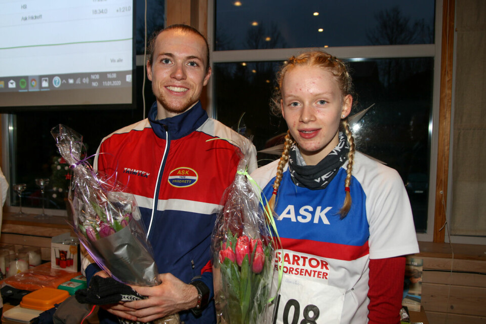 Marius Sørli og Amalie Arnesen, begge fra Ask Friidrett, vant årets Askløp. Marius Sørli og Amalie Arnesen, begge fra Ask Friidrett, vant årets Askløp.