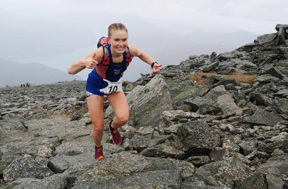 Karoline Holsen Kyte opp mot Skålatårnet i suveren ledelse. (Foto: Christian Prestegård) Karoline Holsen Kyte opp mot Skålatårnet i suveren ledelse. (Foto: Christian Prestegård)