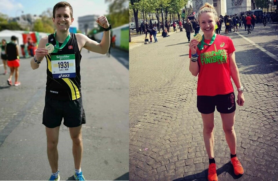Nesten 50 000 løp i Paris Marathon, etiopisk seier i begge klasser Falck_Falk_montasje.jpg