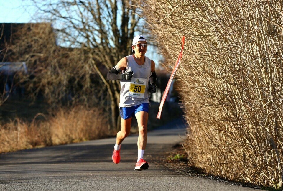 Håkon Urdal og Therese Falk vant klart i rekordstort Vintermaraton Vintermaraton2018 - Håkon Urdal herrevinner på maraton (1280x863).jpg
