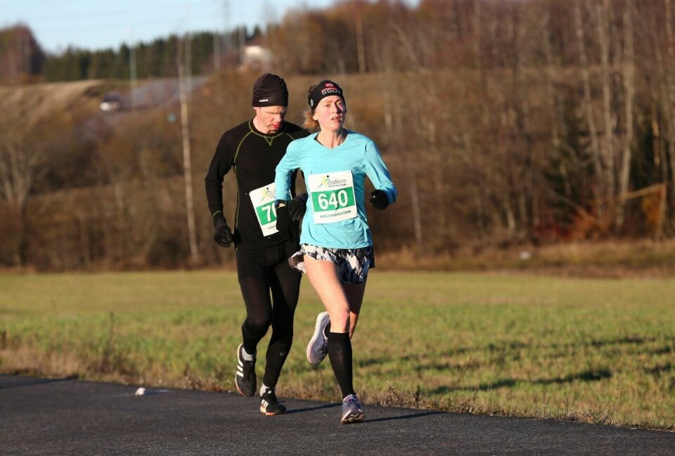 Håkon Urdal og Therese Falk vant klart i rekordstort Vintermaraton Vintermaraton2018 - Ley Muller damevinner på halvmaraton (1280x864).jpg