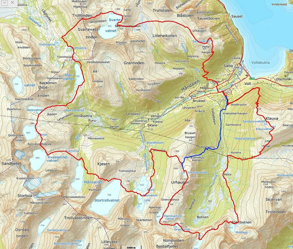 Kilian Jornet vant i Moon Valley Run Festival MVRF 7-17 Lakes with blue and red drawn