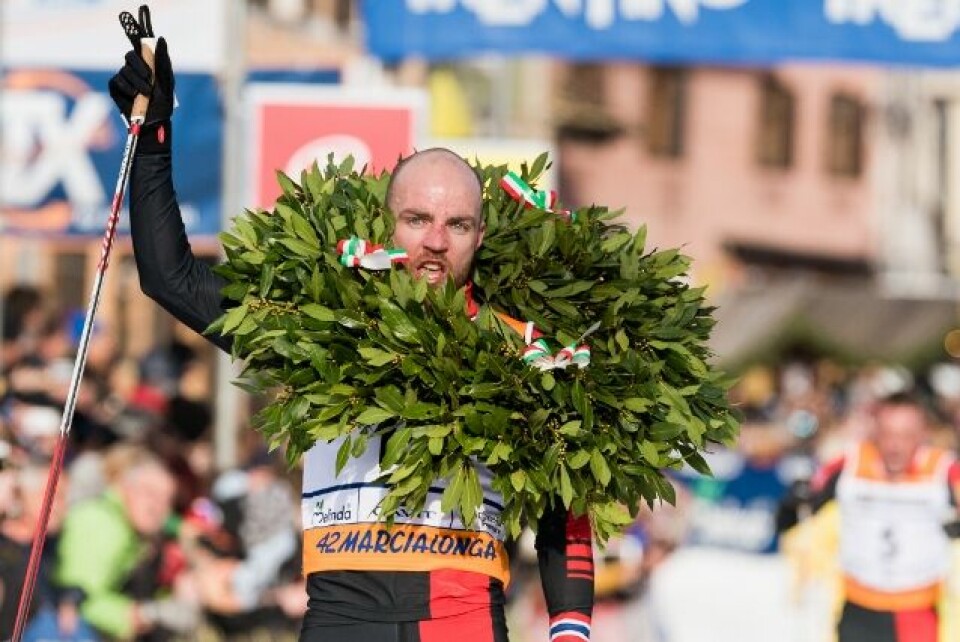 Tord Asle Gjerdalen vant Marcialonga som ifjor hvor bildet er fra. Foto:Magnus Osth Tord Asle Gjerdalen vant Marcialonga som ifjor hvor bildet er fra. Foto:Magnus Osth
