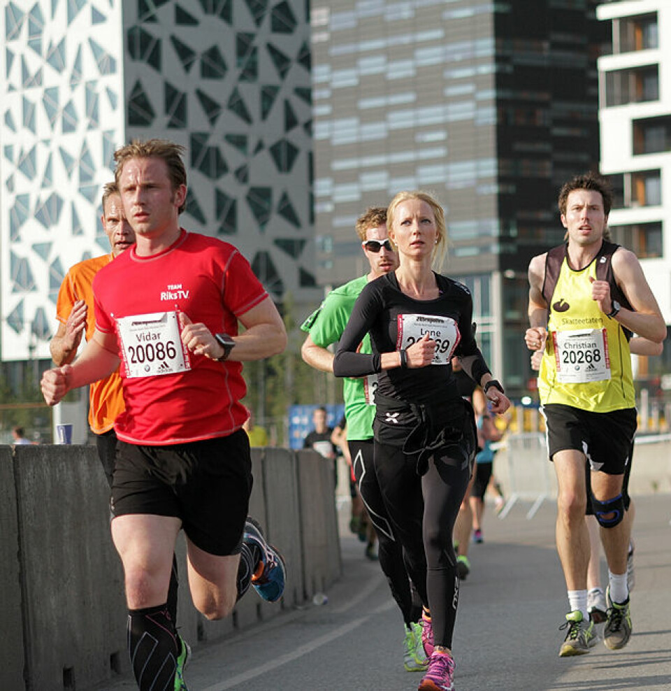 Oslo Maraton: Trippel Tjalve på 10 km Tid_39.29_Vidar_Gjengedal_Hansen_Mari Haugen_38.57_Christian_Mykland_38.01_IMG_4497.jpg