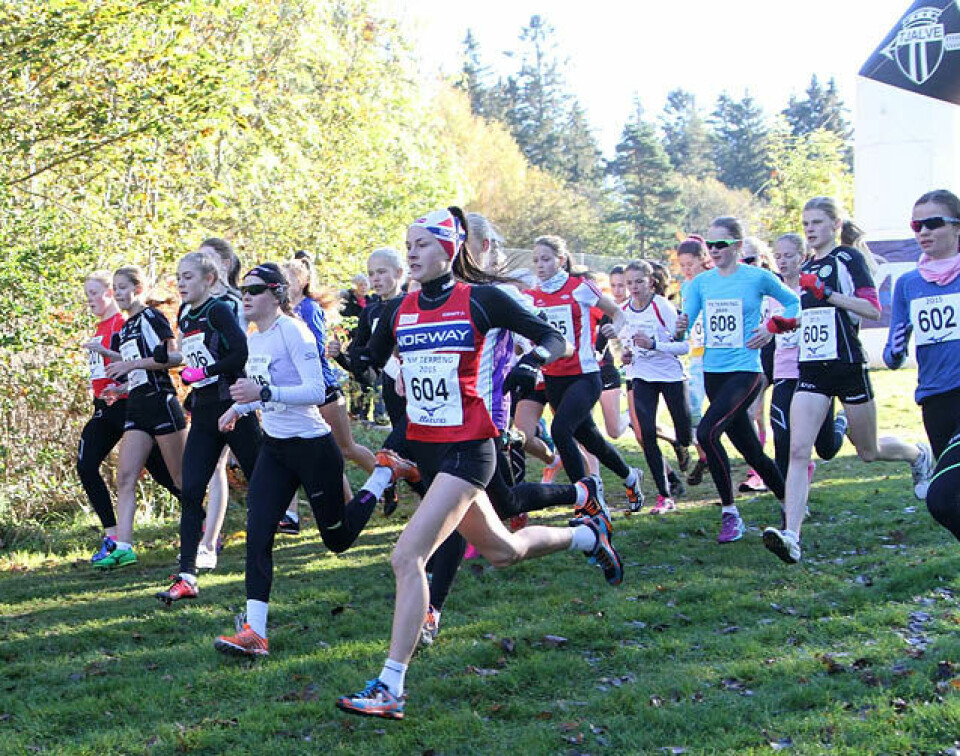 Gull til Kristin Størmer Steira og Henrik Ingebrigtsen i NM terreng UM_jenter_starten_IMG_9383.jpg