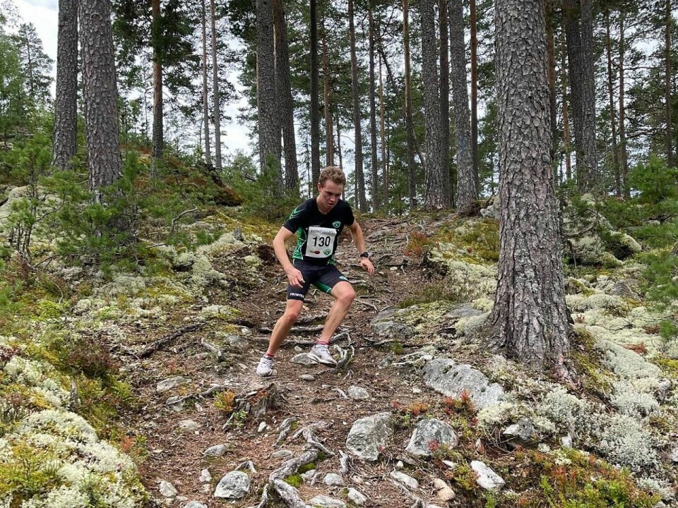 Petter Myhr på full fart ned i til klar løyperekord på hjemmebane. (Foto fra løpets facebookside) Petter Myhr på full fart ned i til klar løyperekord på hjemmebane. (Foto fra løpets facebookside)