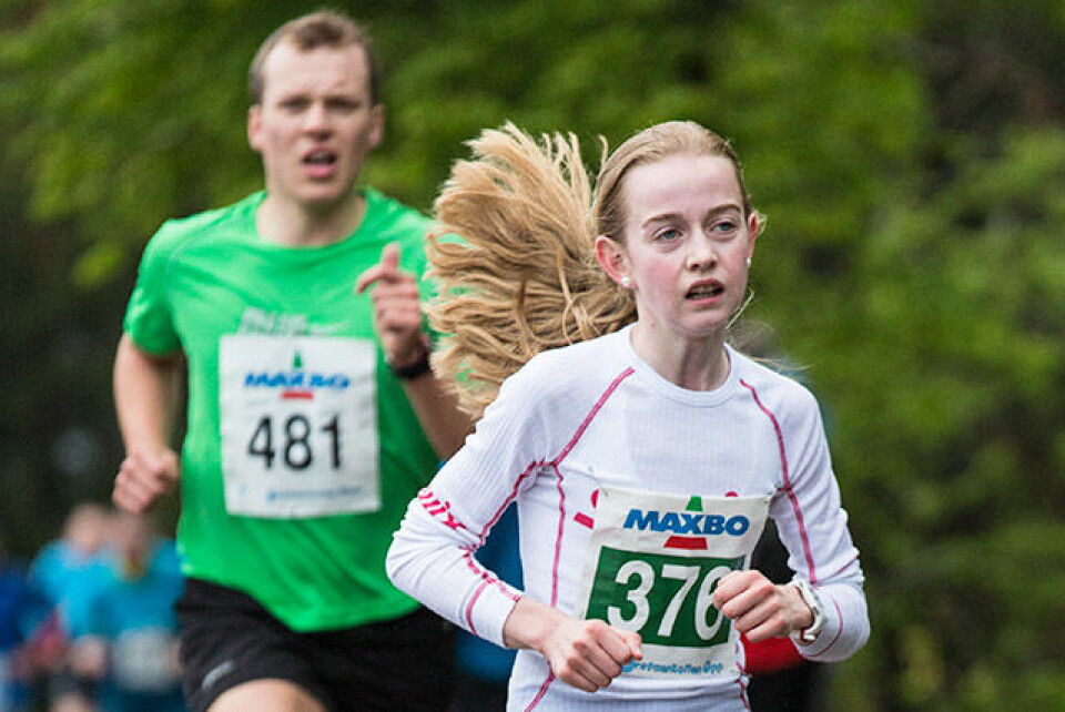Ane Uglem Mobakken var aller best av de tre Vidarjentene i den 8. utgaven av Grefsenkollen Opp. (Foto: Stian Schløsser Møller) Ane Uglem Mobakken var aller best av de tre Vidarjentene i den 8. utgaven av Grefsenkollen Opp. (Foto: Stian Schløsser Møller)