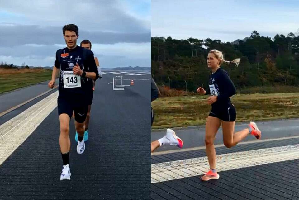 Tom Erling Kårbø vant herreklassen, mens Pernilla Epland vant kvinneklassen da Flyplassmila ble arrangert for første gang på Stord. (Foto: skjermdump fra arrangørens streaming) Tom Erling Kårbø vant herreklassen, mens Pernilla Epland vant kvinneklassen da Flyplassmila ble arrangert for første gang på Stord. (Foto: skjermdump fra arrangørens streaming)