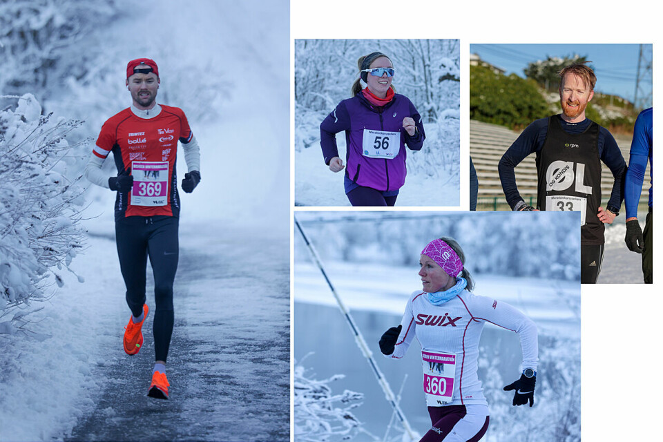 Martin Karlsen, Marita Bertelsen, Stein Henrik Olaussen og Renate Galleberg vant sine distanser i Bergen Vintermaraton. (Alle foto: Arne Dag Myking) Martin Karlsen, Marita Bertelsen, Stein Henrik Olaussen og Renate Galleberg vant sine distanser i Bergen Vintermaraton. (Alle foto: Arne Dag Myking)