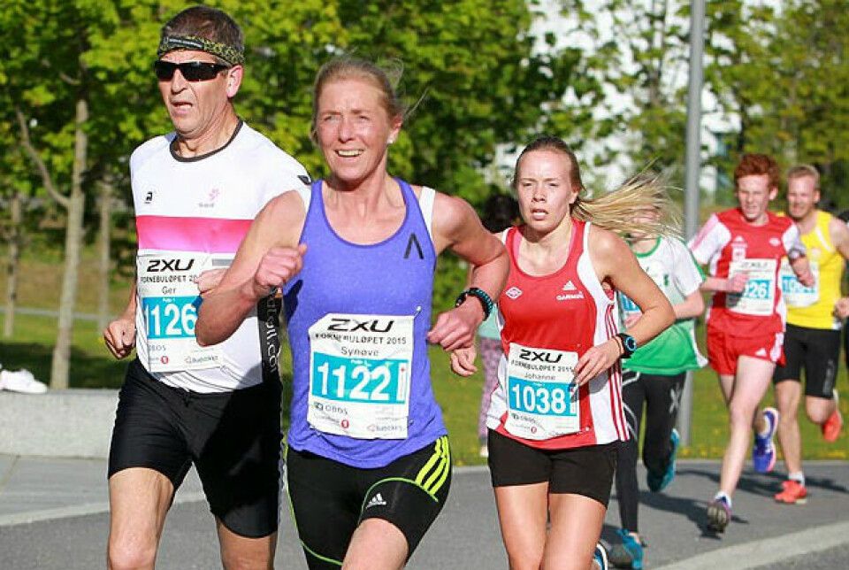 Synøve Brox i Fornebuløpet 2015 der hun satte ny klasserekord på 5 km. (Foto: Kjell Vigestad) Synøve Brox i Fornebuløpet 2015 der hun satte ny klasserekord på 5 km. (Foto: Kjell Vigestad)