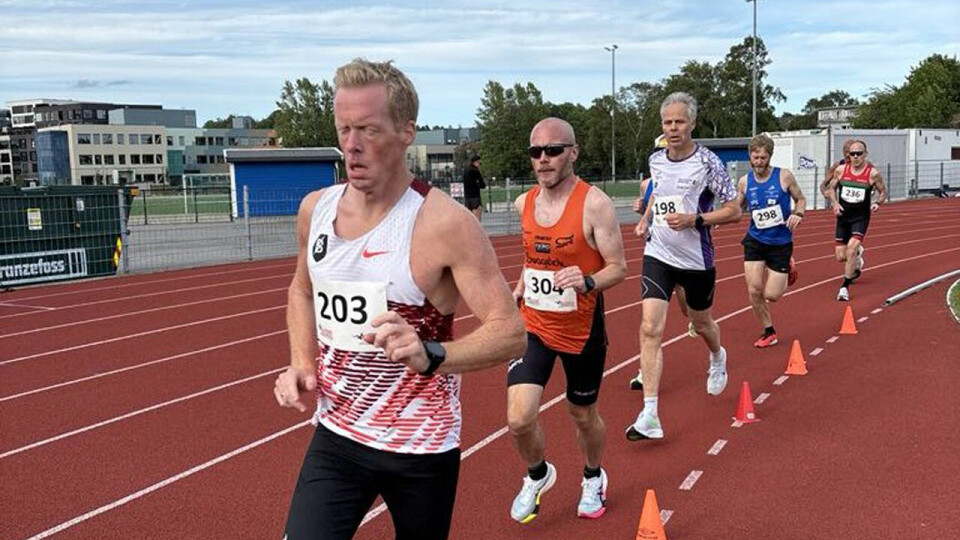 5000 meter menn: Her ser vi Morten Grunheden Aggvin (203) foran Leif Johannes Omland (304) og Jan Helge Lislevand (198). (Foto: arrangøren) 5000 meter menn: Her ser vi Morten Grunheden Aggvin (203) foran Leif Johannes Omland (304) og Jan Helge Lislevand (198). (Foto: arrangøren)