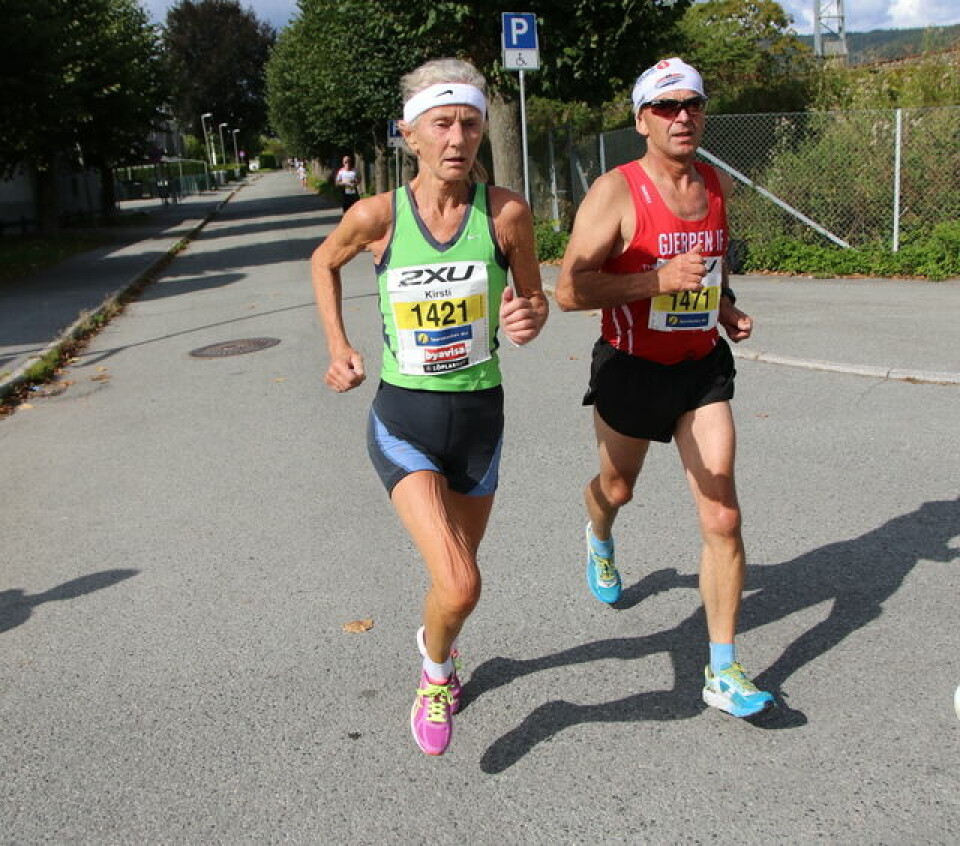 Gode forhold i Drammensmaraton som ble skjemmet av feilanvisning Kirsti M. Johnsen og Svein Stranddal