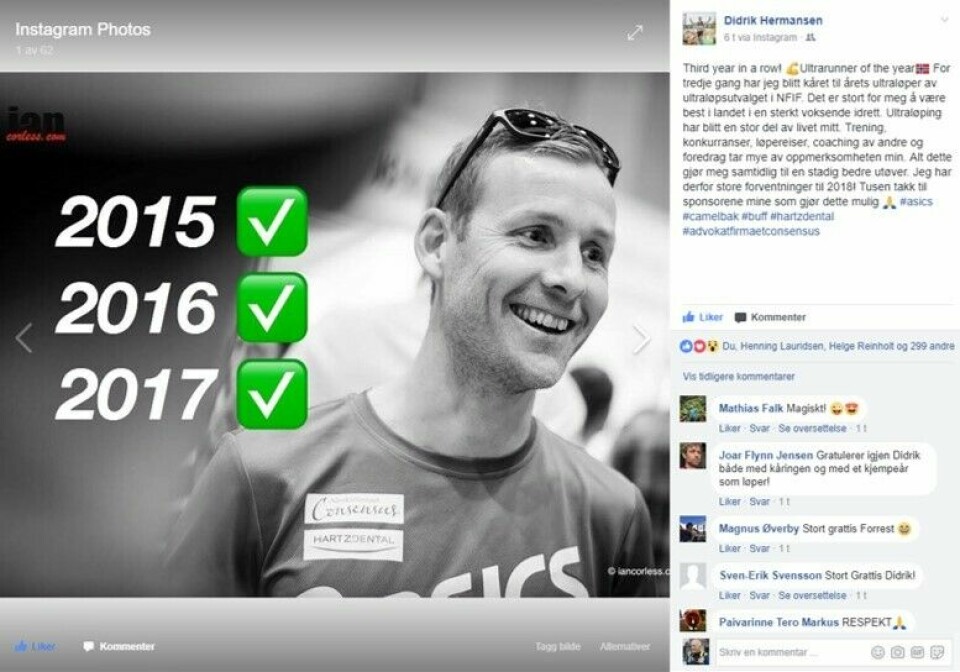 Mitt råd er å skape andre mål, sier coach Didrik Hermansen om pandemitiden Didrik_Årets_Ultraløper_3.gang.jpg