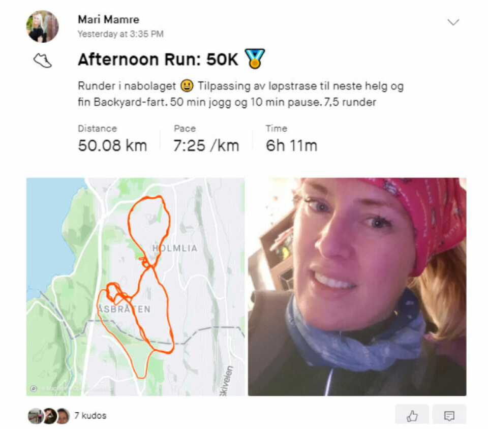 47 har løpt Kondis' virtuelle maraton- og ultraløp, som fortsetter ut mai Mari _Mamre_GPS.png