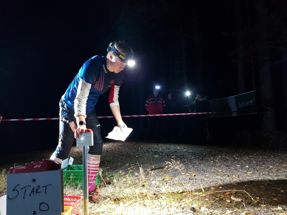 KM i nattorientering for Innlandet o-krets Oliver Plassen Brandvol klar til start.jpg