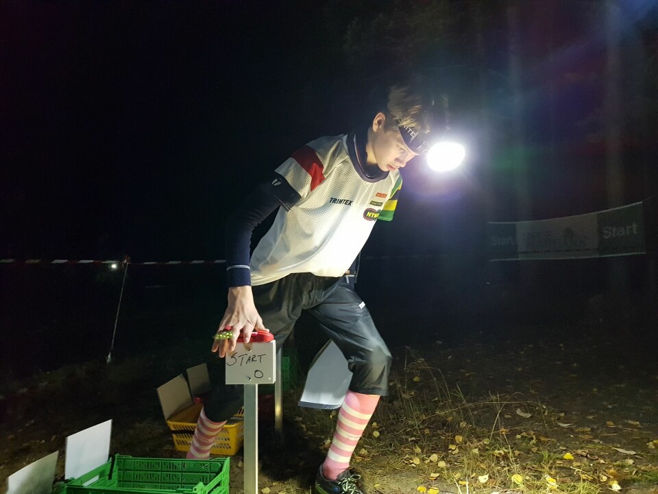 KM i nattorientering for Innlandet o-krets Nikolai Teslo klar til start.jpg