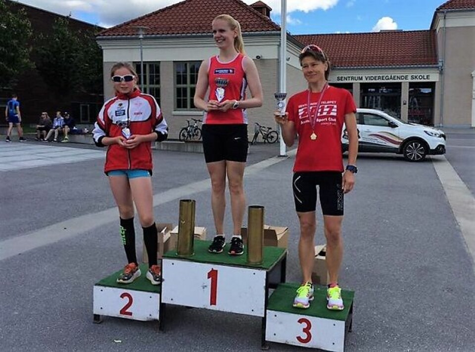 Klare vinnere i Sentrumsgateløpet i Kongsvinger Pallen_5km_kvinner.jpg