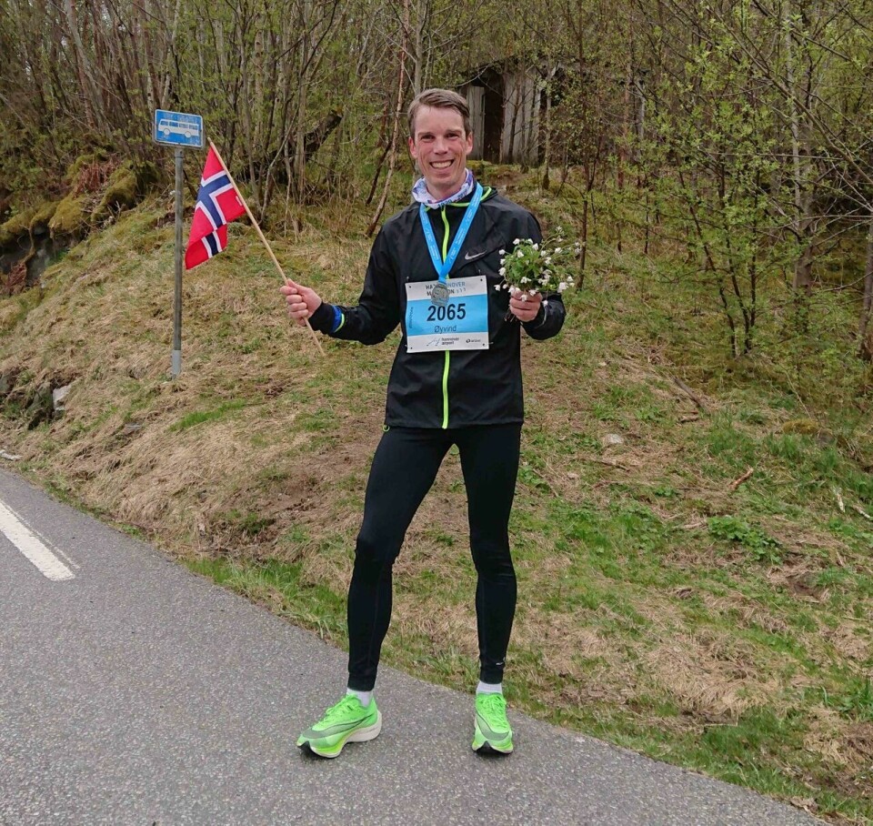 47 har løpt Kondis' virtuelle maraton- og ultraløp, som fortsetter ut mai Øyvind_Loftås_Målgang (1280x1210).jpg