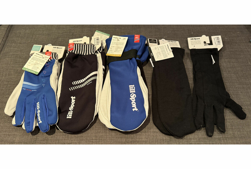 Hansker, votter og linere fra LillSport klare til test. Fra venstre: Legend Thermo Slim, Celsius Race Mitt, Mitt 1, Wool Liner Mitt og Wool Liner. (Foto: Kenneth Harlem) Hansker, votter og linere fra LillSport klare til test. Fra venstre: Legend Thermo Slim, Celsius Race Mitt, Mitt 1, Wool Liner Mitt og Wool Liner. (Foto: Kenneth Harlem)