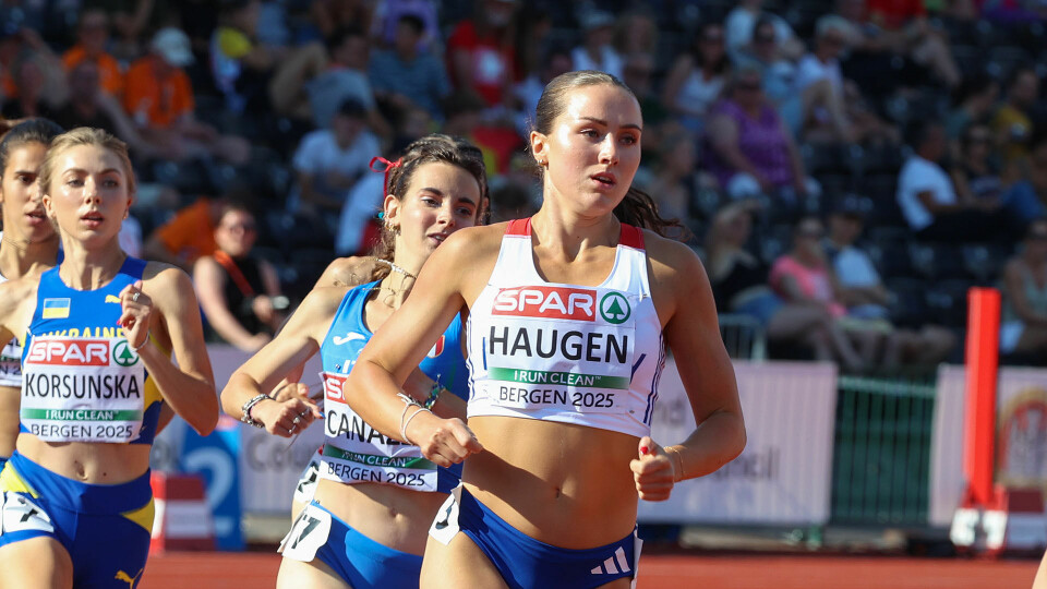 Nora Haugen med sterk EM-debut og pers på 800 meter på Fana Stadion. (Foto: Arne Dag Myking) Nora Haugen med sterk EM-debut og pers på 800 meter på Fana Stadion. (Foto: Arne Dag Myking)