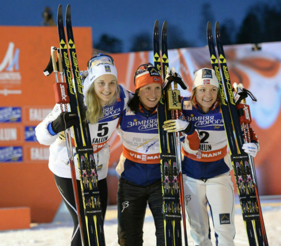 Bjørgen og Northug med drømmestart i VM Sprint_kvinner_tre_beste.jpg