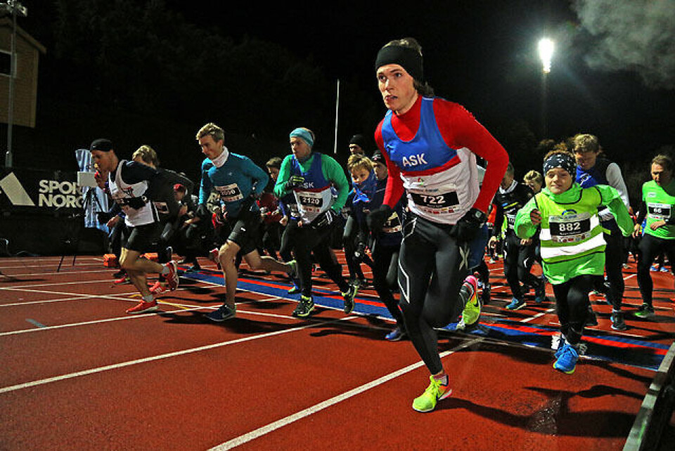 Marius Sørli tar initiativet fra start på 5 km. Marius Sørli tar initiativet fra start på 5 km.
