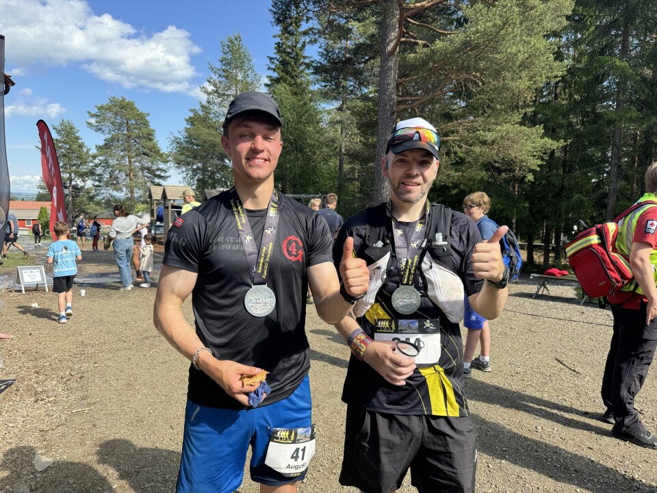 Løyperekorder av Stine Holager og Didrik Hermansen i Romeriksåsen på langs Løpsledersønner uvitende om duell, August Lindberg og Ole Engen (Foto Olav Engen).JPG