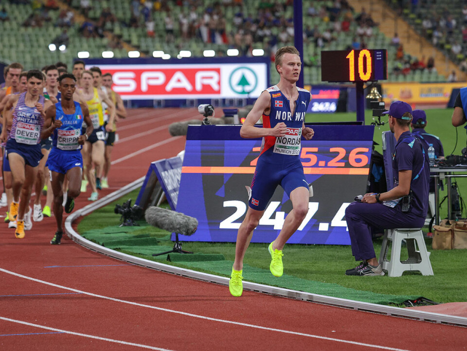 Narve Gilje Nordås fikk virkelig fart på piggskoene i dagens Diamond League-stevne i London. (Foto: Arne Dag Myking) Narve Gilje Nordås fikk virkelig fart på piggskoene i dagens Diamond League-stevne i London. (Foto: Arne Dag Myking)