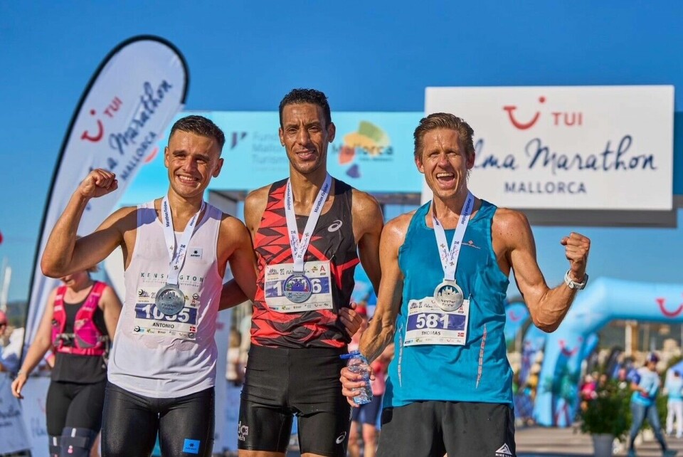 Premiepallen menn maraton: Antonio Roca Diaz, Aziz Boutoiz og Thomas Kjetland. Fra Marokko, Spania og Norge. (Foto: arrangør) Premiepallen menn maraton: Antonio Roca Diaz, Aziz Boutoiz og Thomas Kjetland. Fra Marokko, Spania og Norge. (Foto: arrangør)