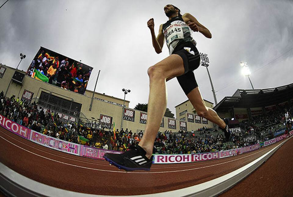 Feltet på Bislett ble litt for sterkt for Sindre Buraas, og mot slutten måtte han løpe mye alene. (Foto: Bjørn Johannessen) Feltet på Bislett ble litt for sterkt for Sindre Buraas, og mot slutten måtte han løpe mye alene. (Foto: Bjørn Johannessen)