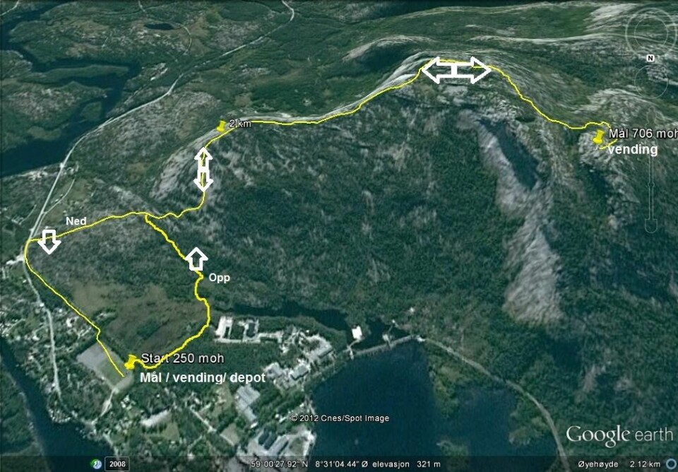 Skuggenatten Ultra 6. juni, 43 km med Galdhøpiggen-stigning Løypekart.jpg