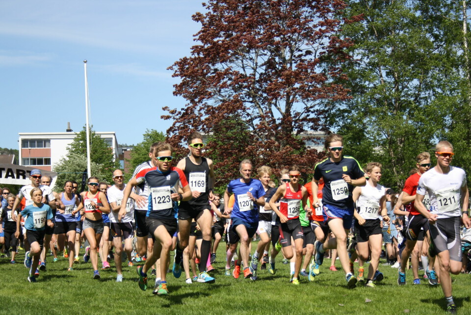 Starten har nettopp gått på 5km i årets Sandefjordsløp. Foto: Bjørn Skotte Starten har nettopp gått på 5km i årets Sandefjordsløp. Foto: Bjørn Skotte