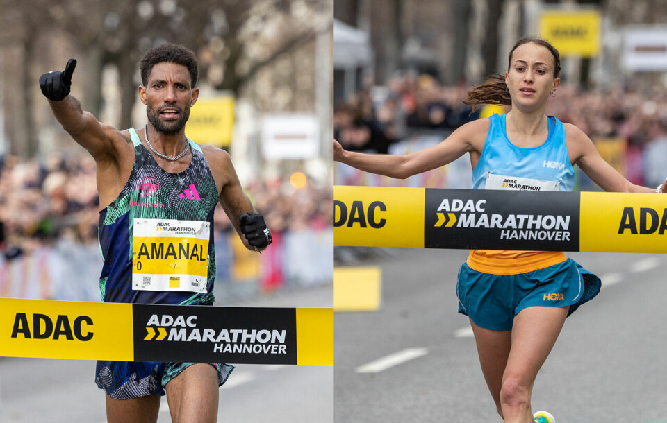 Amanal Petros fra Tyskland og Matea Parlov Kostro fra Kroatia satte begge løyperekord i Hannover Marathon. (Foto: Norbert Wilhelmini, arrangøren) Amanal Petros fra Tyskland og Matea Parlov Kostro fra Kroatia satte begge løyperekord i Hannover Marathon. (Foto: Norbert Wilhelmini, arrangøren)
