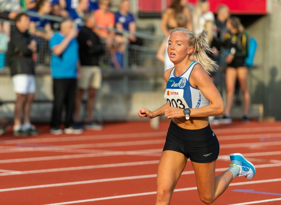Marte Mæhlum Johansen er på rekrutteringslandslaget i langrenn, men løper også fort. Her ser vi henne under Sommerstevnet på Bislett. (Foto: Samuel Hafsahl) Marte Mæhlum Johansen er på rekrutteringslandslaget i langrenn, men løper også fort. Her ser vi henne under Sommerstevnet på Bislett. (Foto: Samuel Hafsahl)