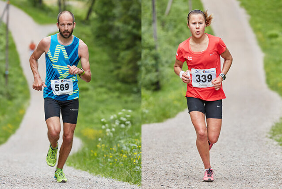 John Henry Strupstad, FIK Ren-Eng og Nicoline Baartvedt, IL Heming med seier i sikte i Nordmarka lørdag. (Foto: Stian Schløsser Møller) John Henry Strupstad, FIK Ren-Eng og Nicoline Baartvedt, IL Heming med seier i sikte i Nordmarka lørdag. (Foto: Stian Schløsser Møller)
