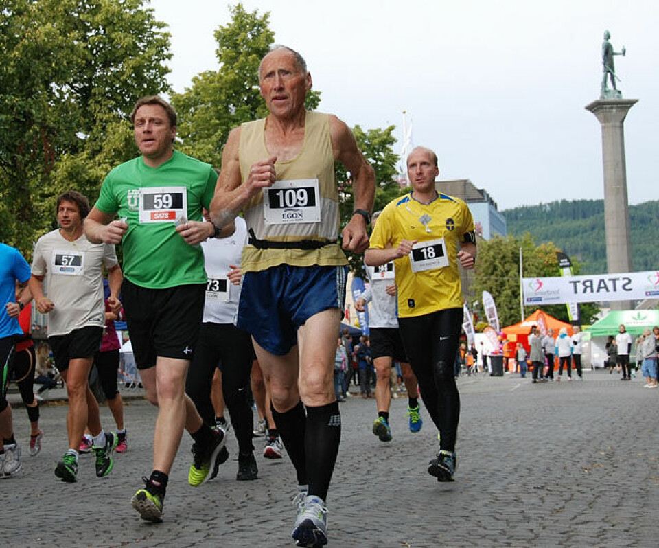 Helge Hafsås med maratonseier nr. 150 og sin maraton nr. 200