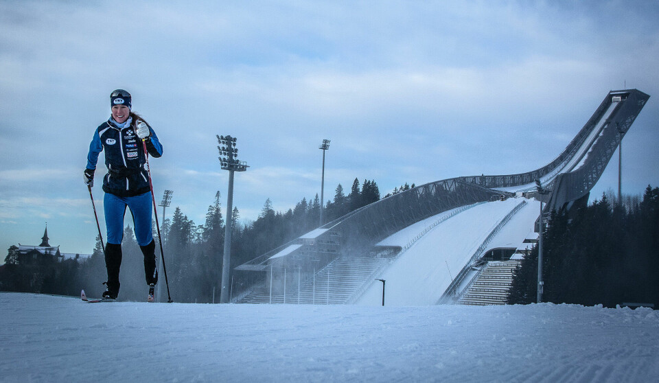 I Holmenkollen: Selv om epoken som langrennsløper i verdenseliten for lengst er over, er Ella Gjømle Berg fremdeles i sitt ess når hun kan lange ut i skiløypene. (Foto: Marcus Liebold) Ella Gjømle Berg