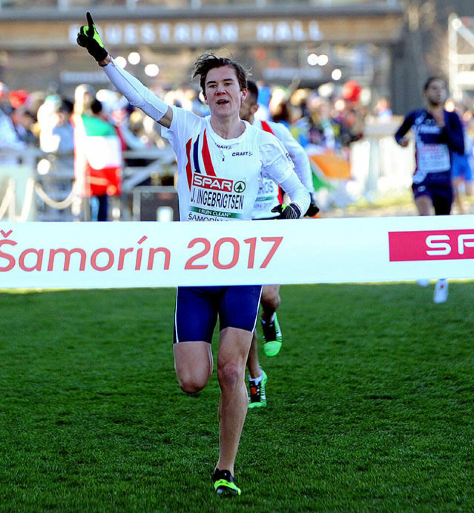 Bjerkeli Grøvdal og Nordstad Moen får Kondis' gullsko Jakob_Ingebrigtsen_EM terreng_Samorin_foto_Mark_Shearman.jpg