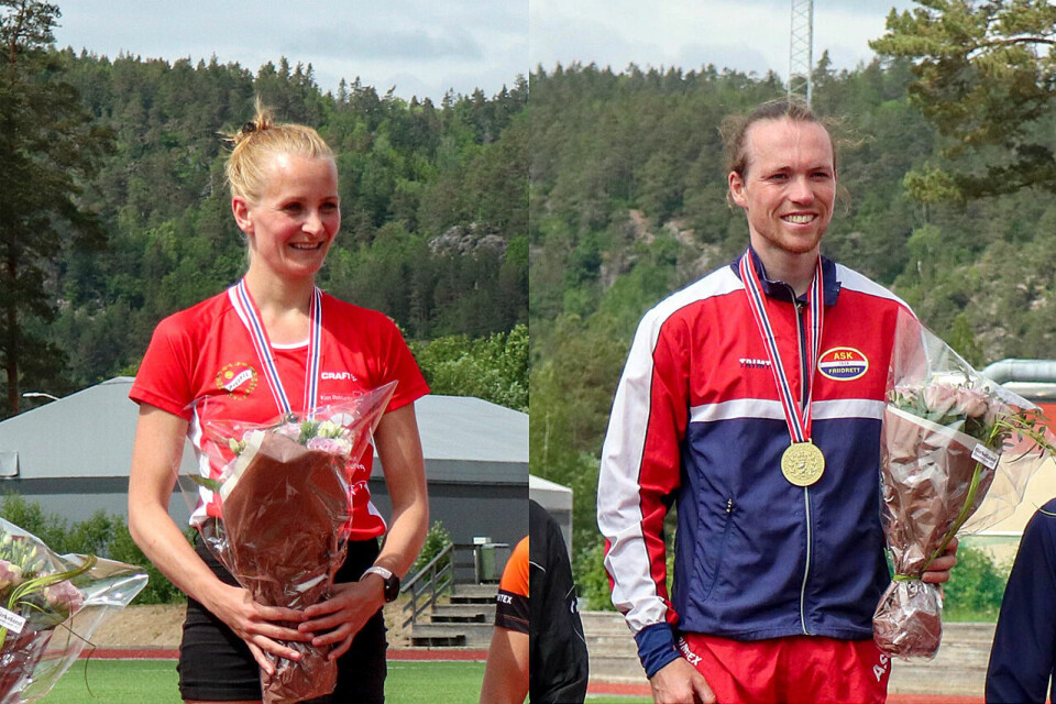 Sigrun Gjølberg og Marius Garmann Sørli ble norgesmestre på halvmaraton. (Alle foto: Bjørn Stormoen) Sigrun Gjølberg og Marius Garmann Sørli