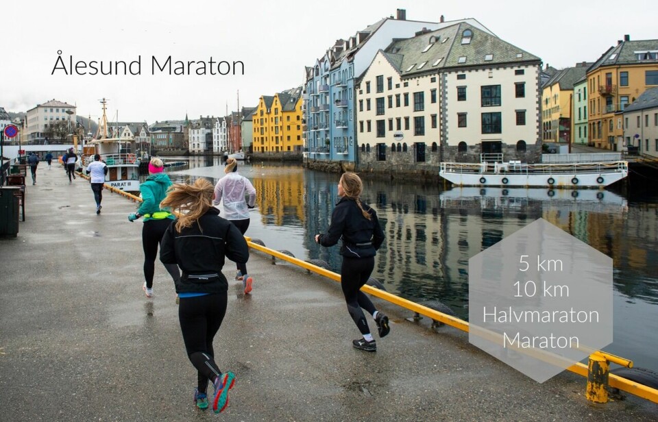 Traséen i Ålesund Maraton går bl.a. langs sjøkanten med utsyn til Brosundet. Foto: Arrangør Traséen i Ålesund Maraton går bl.a. langs sjøkanten med utsyn til Brosundet. Foto: Arrangør