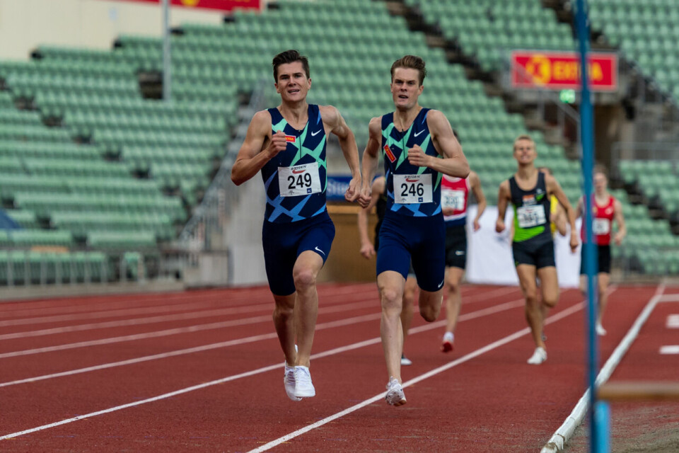 Både Jakob og Filip Ingebrigtsen kom seg ned på 1.46-tallet på 800 m på Bislett i kveld. (Foto: Samuel Hafsahl) Både Jakob og Filip Ingebrigtsen kom seg ned på 1.46-tallet på 800 m på Bislett i kveld. (Foto: Samuel Hafsahl)