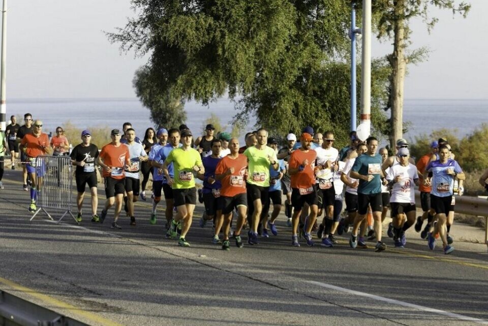 Fra Tiberias Marathon som går ved Galileasjøen i Israel (Arrangørfoto) Fra Tiberias Marathon som går ved Galileasjøen i Israel (Arrangørfoto)