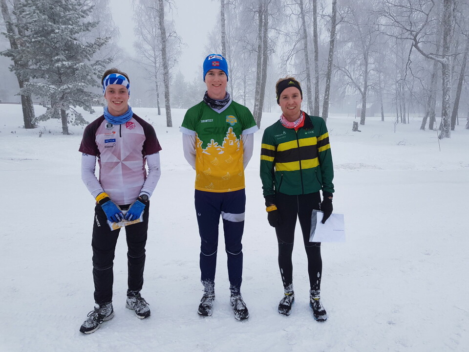 Marsipanløpet på Toten for 20. gang De tre beste i langløypa f.h. Eirik Langedal Breivik, Alfred Bjørnerød og Lars Lien.jpg