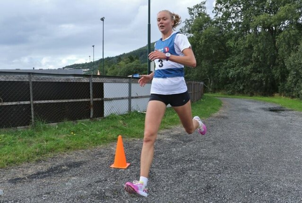 Ingrid Festø, Gular løper inn til ny løyperekord. Foto: Martin Hauge-Nilsen Ingrid Festø, Gular løper inn til ny løyperekord. Foto: Martin Hauge-Nilsen