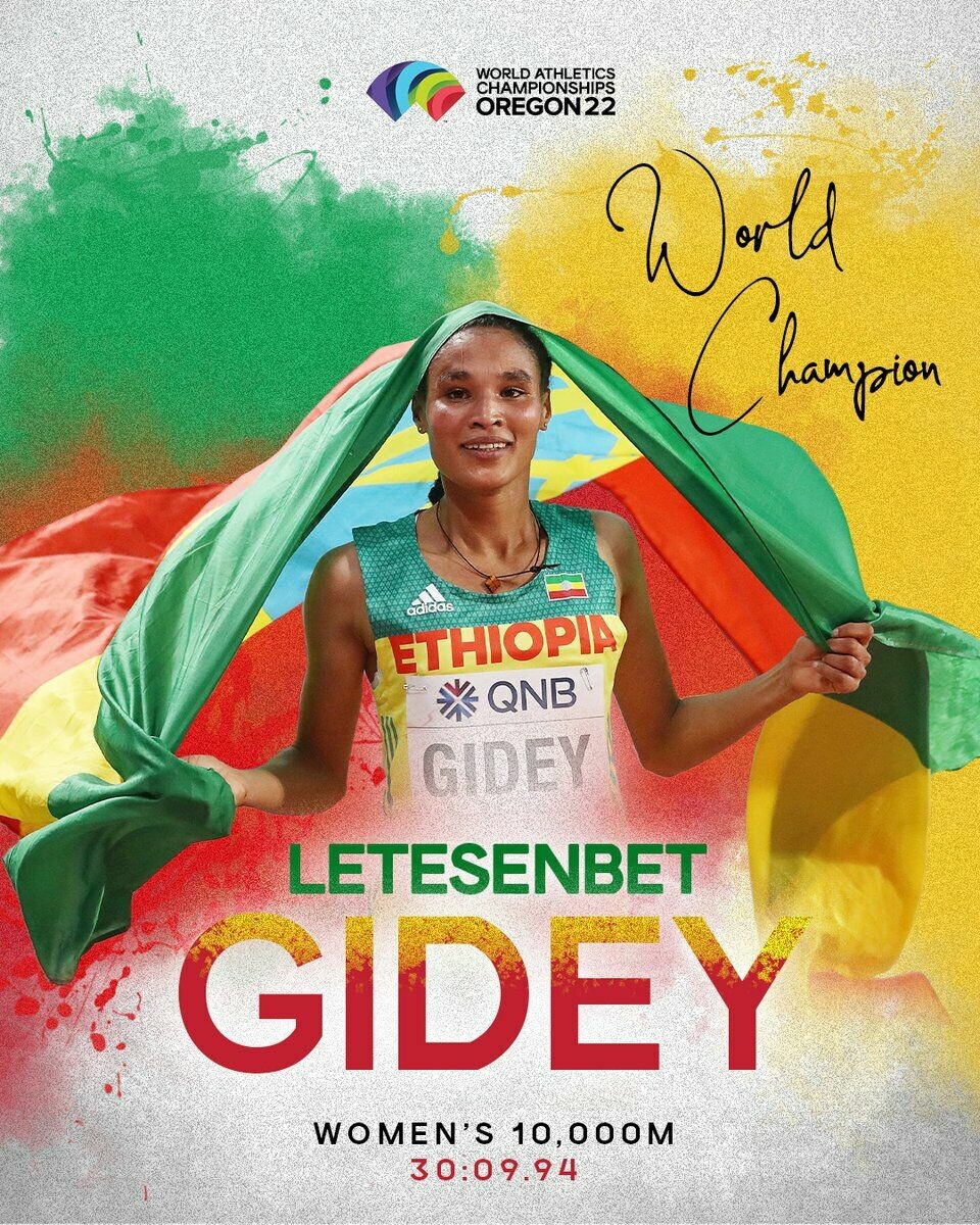 Kan hun sjokkere enda en gang? Etiopiske Gidey debuterer på maraton i Valencia søndag? Letesenbet_Gidey_fotomontasje_VM2022_vinner.jfif