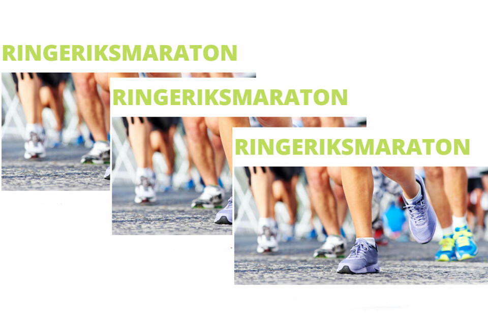 I Ringeriksmaraton kan man enten løpe hele maratondistansen alene eller man kan dele distansen opp som stafett med 2, 4 eller 8 etapper. (Illustrasjon: arrangør) Ringeriksmaraton