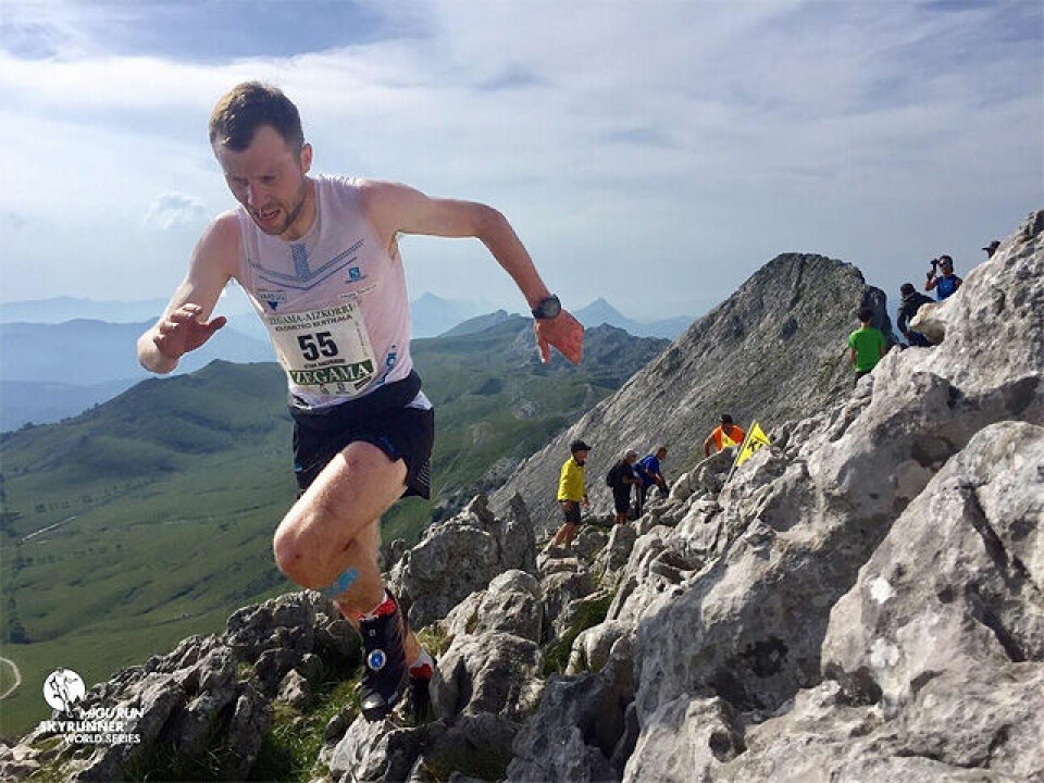 Stian Angermund-Vik viste seg igjen hvilken eminent fjelløper han er. (Foto: Vertical KM World Circuit) Stian Angermund-Vik viste seg igjen hvilken eminent fjelløper han er. (Foto: Vertical KM World Circuit)