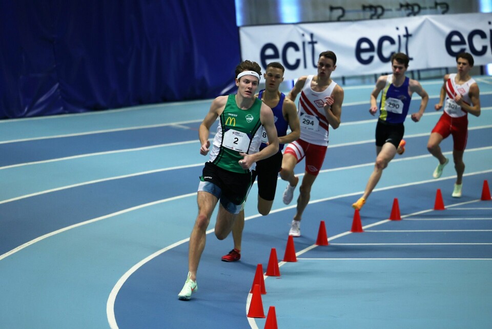 Ole Jacob Solbu i front etter en runde med Luca Thompson, Andreas Vangsnes, Sondre Rishøi og Sander Dybwad Mathiesen nærmest. (Foto: Samuel Hafsahl) null